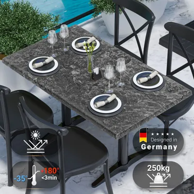 Produktbild von JAMAIKA | Bistro Außen Tischplatte | B:T 120 x 70 cm | Felsen | Rechteckig | Topalit Tischplatte