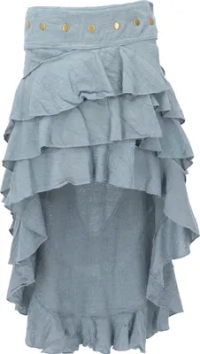 Produktbild von Boho Maxirock, Langer Baumwollrock, Vokuhila Wickelrock - Taubengrau, Damen, Baumwolle, Röcke