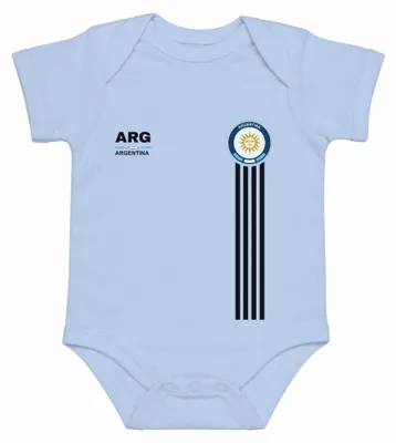Zdjęcie produktu dla Argentyna, piłka nożna, Mistrzostwa Świata, kibic, herb, flaga, body dla dziecka, jasnoniebieskie, rozmiar 12/18