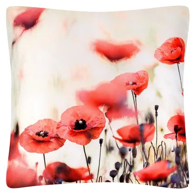Immagine prodotto di Cuscino decorativo con motivo di papaveri rossi, 40 x 40 cm