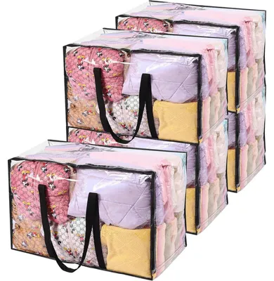 Immagine prodotto di Sacchetti di stoccaggio da 110 litri, extra-large, con doppia cerniera, maniglie robuste, confezione da 5 pezzi, colore nero