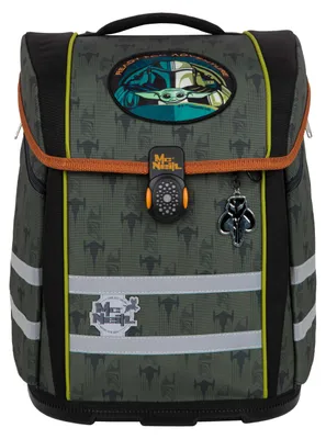 Produktbild von McNeill Mandalorian, Pencil pouch, Federmäppchen, Schultasche, Sporttasche, Junge, Rucksack, 22 l, Fronttasche, Seitentasche, Grün, Orange