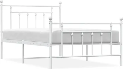 Obrázek produktu pro vidaXL Postel s čelem a nohou kovová bílá 100x200 cm