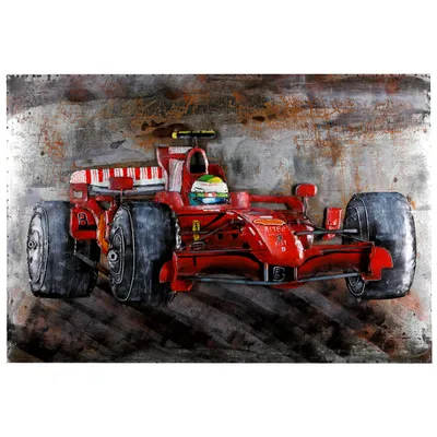 Produktbild von Wandbild Metallbild 3D Bild 120x80 cm Formel 1 Rennwagen Unikat Relief