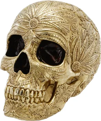 Produktbild von Totenkopf aus Barockharz goldfarben 25cm