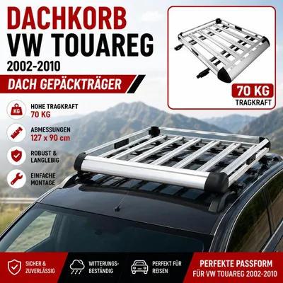 Obrázok produktu pre Strešný nosič na auto, strešný box, nosič batožiny pre VW Touareg (2002-2010) | 127 x 90 cm, productTiles.product.images.aiGenerated