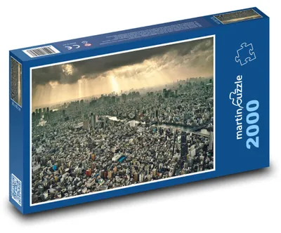Produktbild von Puzzle 2000 Wolkenkratzer bei Sonnenaufgang - martinpuzzle