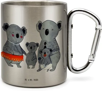 Produktbild von Mr. & Mrs. Panda Thermobecher Koala Familie - Transparent - Geschenk, Isolierbecher, Muttertag, Becher Aus Edelstahl, Kinder, Teetasse, Koalas, Trinkbecher, thermotasse