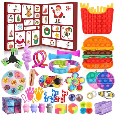 Productafbeelding van Adventskalender Kinderen Met 24 Stuks Fidget Toys Kerst Countdown Kalender 24 Dagen Sensorische Verrassingen Geschikt Voor Feestjes