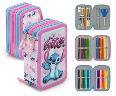 Produktbild von Disney Lilo & Stitch - Mäppchen Federmappe, 42 Teile, 3-fach gefüllt