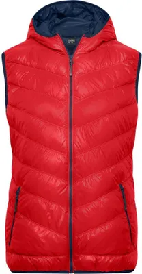 Produktbild von Ultraleichte sportliche Daunenweste mit Kapuze red/navy, Gr. L