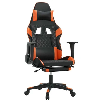 Image de vidaXL Chaise de jeu avec repose-pieds noir et orange similicuir