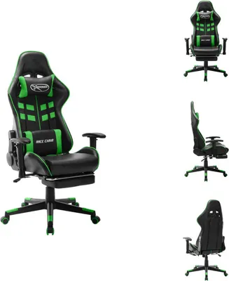 Produktbild von vidaXL Gaming-Stuhl mit Fußstütze Schwarz und Grün Kunstleder -  Gaming-Sessel