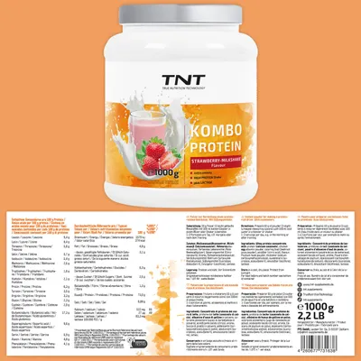 Produktbild von TNT Kombo Protein Eiweißshake ideal in Diät und für Muskelaufbau 1000g Strawberry-Milkshake