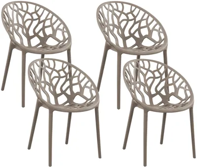 Produktbild von CLP 4er Set Gartenstühle Hope mit Lehne stapelbar wetterfest UV-beständig bis 150 kg taupe