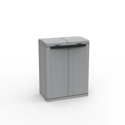 Produktbild von Kreher XL Gartenschrank Müllschrank 'ECOCAB2' aus Kunststoff mit zwei Türen in Grau