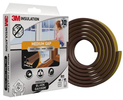 Produktbild von 3M Fenster- & Türdichtung Braun 6 m, selbstklebend, Spalten 2-4,5 mm