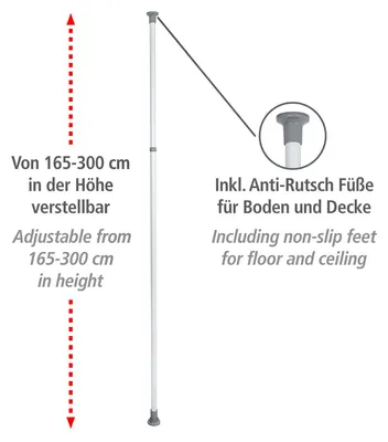 Obrázok produktu pre WENKO hlavná koľajnica Herkules bez vŕtania Organizačný systém Rozšíriteľný 165-300 cm