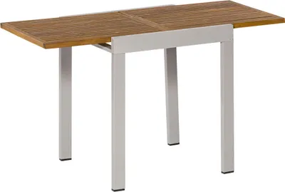 Produktbild von Rozkládací balkonový stůl Merxx 65/130 x 65 cm - hliníkový rám stříbrný s akátovým dřevem