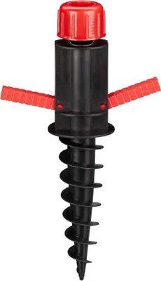 Produktbild von Famanu Parasolfuß Bodenanker mit Griffen für Parasol 19-32 mm - Schwarz-Rot
