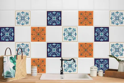 Produktbild von 24 Stück Laminierter Aufkleber Für Küche Fliesensticker Bodenfliesen Multicolor Decoration 20 x 20 cm