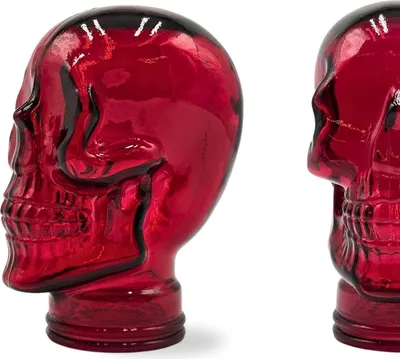 Produktbild von Glas KOPFHÖRERSTÄNDER TOTENKOPF| 26cm Glaskopf Skulptur | Farbe: T12 rot