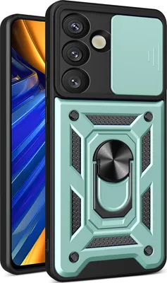 Image de Etui pour Samsung Galaxy S25, étui en silicone avec anneau et protection de l'appareil photo Vert