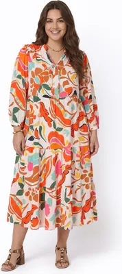 Image de Robe Joella pour femmes grandes tailles - orange multicolore, XL