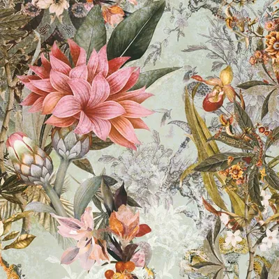 Image de Profhome 381771-GU Papier peint floral floral mat vert rose 5,33 m2