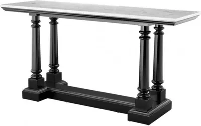 Produktbild von Casa Padrino Luxus Mahagoni Konsole Schwarz mit Marmorplatte - Luxus Konsole