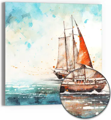 Produktbild von DEQORI Hybrid Leinwand Bild 50x50 cm 'Meeresträumerei' Wandbild Glas flach modern