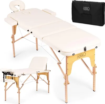 Produktbild von 3-teiliger, faltbarer Massagetisch aus Holz mit Tragetasche