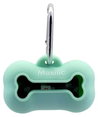Produktbild von Masilic Silikon Hundekotbeutel Spender Knochenform, inkl. 1 Rolle Kotbeutel & Karabinerhaken, Tragbar & Hygienisch, für Hunde, Einfach Nachfüllbar, Langlebig, Ideal für Spaziergänge & Reisen, Mint