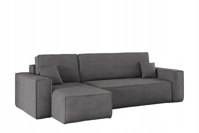 A gray sectional sofa with a chaise lounge, shown from a front-side angle against a white background.