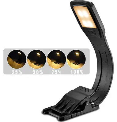 Produktbild von Lesezeichen-Leselampe, Klemmleuchte zum Lesen im Bett, Helligkeitsstufen, augenschonendes, weiches Licht, LED-Leselampe