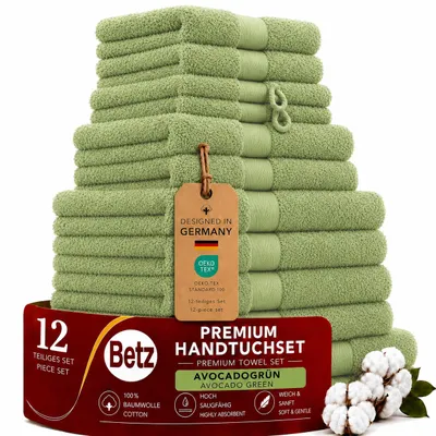 Produktbild von Betz Premium Handtuch-Set 12-teilig – 100% Baumwolle – ® -hohe Grammatur – Duschtücher, Handtücher, Gästetücher & WH -avocadogrün