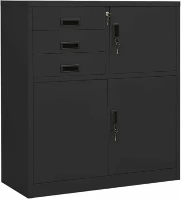 Produktbild von Aktenschrank Abschließbar Büroschrank Anthrazit Metallschrank Stahlschrank Werkzeugschrank Metall Schrank Abschließbar Aktenschrank Metall 90x40x102 cm