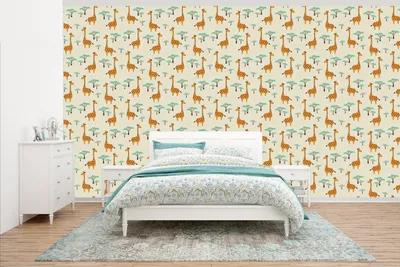 Produktbild von MuchoWow® Fototapete für Wohnzimmer oder Schlafzimmer Wandtapete Vinyl Motivtapete Giraffe - Tiere - Muster - 465x260 cm - Hintergrundbild