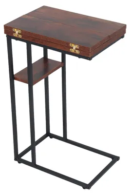 Immagine prodotto di Tavolino a forma di U con piano pieghevole, color marrone e nero