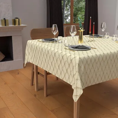 Tischdecke quadratisch 180x180 cm goldfarben schmutzabweisend