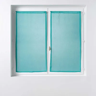 Gardinenpaar, 2 x 60 x 160 cm, sandgestrahlt, blau, Polyester