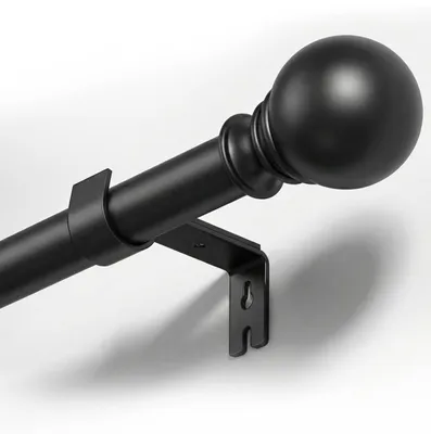 Obrázok produktu pre Elzusha – Výsuvná tyč na záclony, čierna – 26-417 cm – priemer 25 mm