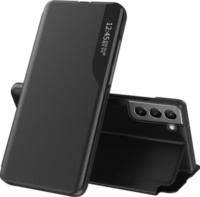 Immagine prodotto di Custodia flip per Samsung Galaxy S22 Plus 5G, custodia in Finto cuoio con finestra e funzione stand nero