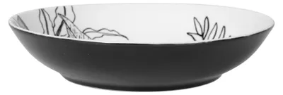 Tiefer Porzellanteller, Ø 20 cm, weiß, Pflanzenskizzen-Dekor