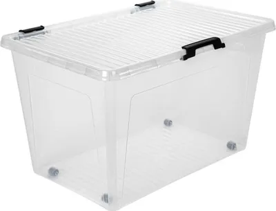 Image de Boîte à charnières 52L Boîte de rangement Coffre à jouets 60x40x35cm Couvercle transparent
