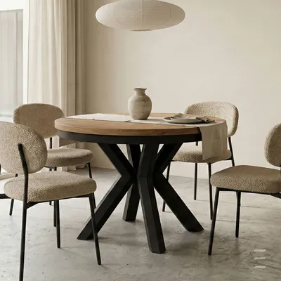 Image de Table de salle à manger industrielle Loft NORDIC 120/200 - Chêne Craft/Noir