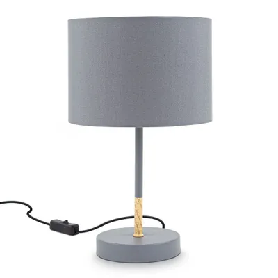 Produktbild von B.K.Licht Tischleuchte Grau Textilschirm Ø20cm max. 40W E27 ohne Leuchtmittel mit Schalter