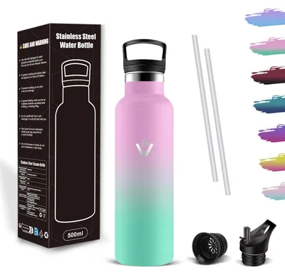 Productafbeelding van Mujigaga roestvrijstalen drinkfles, thermosfles van 500 ml, lekvrije drinkfles