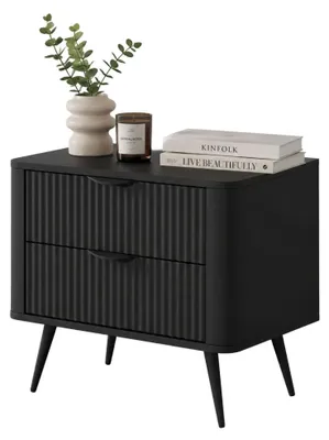 Produktbild von Baari - Nachttisch, 63x38x55h cm Schwarz, 2 Schubladen