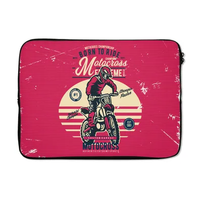 Produktbild von MuchoWow® Laptop Hülle 14 ZollMann - Motorrad - Oldtimer Laptoptasche - Laptoptasche - Stoßsicher - Schutzhaube